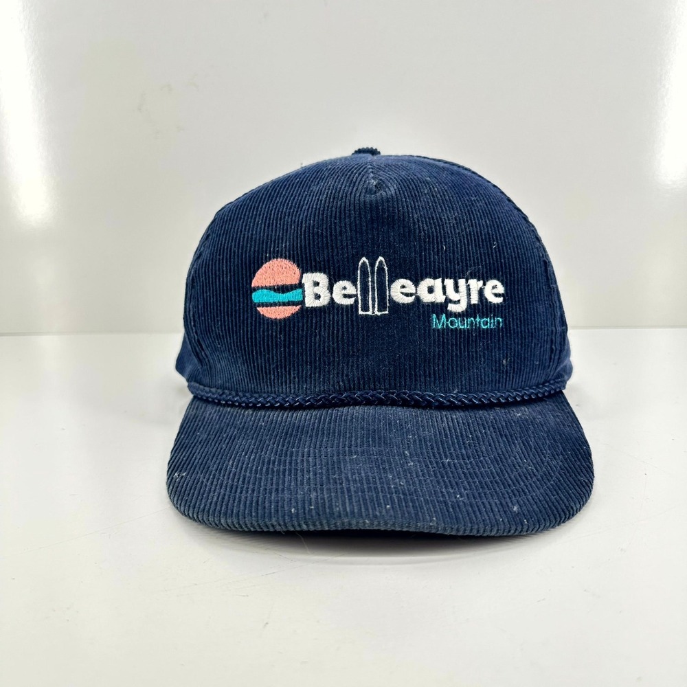 Vintage Belleayre Ski Mountain Hat Corduroy Snapback Rope Cap 80's 90's New York